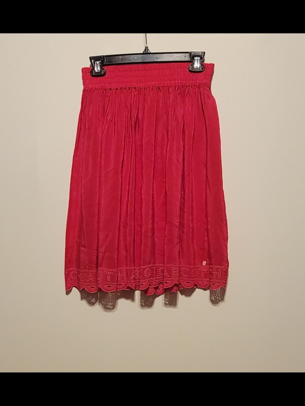 Scotch & Soda Red Midi Women Skirt with Eyelet Hem Size S